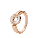 BVLGARI BVLGARI Openwork 18 kt rose gold ring set with mother-of-pearl elements and a round brilliant-cut diamond AN858947 image 1