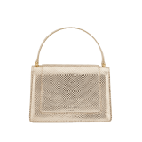 Alexander Wang x Bvlgari belt bag in light gold Molten karung skin with black nappa leather lining. Exclusively redesigned double Serpenti head clasp in antique gold-plated brass with seductive red enamel eyes. 291188 image 3