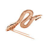 Spilla Serpenti in oro rosa 18 kt con testa e coda con pavé di diamanti e occhi in onice nera. 361721 image 3