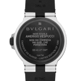 Часы Bvlgari Aluminium Amerigo Vespucci Special Edition, мануфактурный механизм с автоматическим заводом.Часы, минуты, секунды, дата и функция второго часового пояса GMT. Корпус 40 мм из алюминия, безель из черного каучука с гравировкой Bvlgari Bvlgari, внутренний циферблат желтого и черного цветов с указателями GMT, браслет из черного каучука. Водонепроницаемость до 100 метров. Специальная серия из 1000 экземпляров. 103702 image 4