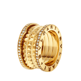 Кольцо с четырьмя витками B.zero1 Rock, желтое золото 18 карат, заклепки на спирали, бриллиантовое паве на кромках AN859026 image 1