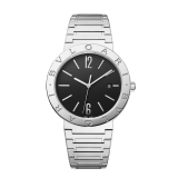 Часы Bvlgari Bvlgari Solotempo, мануфактурный механизм с автоматическим заводом и указателем даты, корпус и браслет из нержавеющей стали, безель из нержавеющей стали c гравировкой в виде двойного логотипа, черный циферблат 102928 image 1