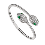 Serpenti 18 kt white gold bracelet set with emerald eyes and pavé diamonds BR858551 image 1