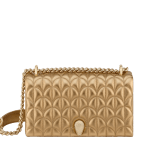 Serpenti Sugarloaf shoulder bag in black calf leather with a distinctive Calla Matelassé motif and black nappa leather lining. Captivating snakehead magnetic closure in gold-plated brass embellished with red enamel eyes. SCB-001-1295S-CALF image 1