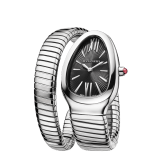 Serpenti Tubogas single spiral watch in stainless steel case and bracelet, with black opaline dial. SrpntTubogas-black-dial2 image 2