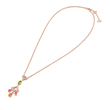 DIVAS' DREAM 18 kt rose gold necklace set with coloured gemstones, a brilliant-cut diamond and pavé diamonds. 355613 image 2
