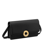 Bvlgari Roma pochette in Perla White calf leather with crystal rose nappa leather interior. Iconic gold-plated brass closure engraved with the Bvlgari logo. BVR-CHAIN-POCHETTE image 1