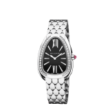 Serpenti Seduttori watch with stainless steel case set with diamonds, black lacquered dial and stainless steel bracelet. Water-resistant up to 30 metres. 103449 image 4