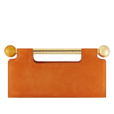 Tubogas Spheres clutch in Terracotta nubuck leather with Terracotta nappa leather lining. Iconic handle in gold-plated brass with spheres at both ends embellished with Roman garnet, citrine enamel and zirconia; magnetic closure. 295689 image 2