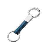 BULGARI BULGARI men’s keyring in Niagara sapphire blue and denim sapphire blue grain calf leather. Two metal keyrings in palladium-plated brass, one of which is engraved with the iconic BULGARI double logo. BBM-KEYHOLDSTRAP image 1