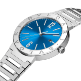 BULGARI BULGARI watch with mechanical manufacture movement, automatic winding and date, stainless steel case and bracelet, and blue dial. 103720 image 2
