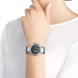 DIVAS' DREAM watch with 18 kt white gold case set with brilliant-cut diamonds, aventurine dial with hand-painted peacock set with diamonds and dark blue alligator bracelet 102740 image 1