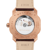 Octo Roma watch with mechanical manufacture movement, automatic winding, 18 kt rose gold case, dark brown lacquered dial and brown alligator bracelet. 102702 image 4