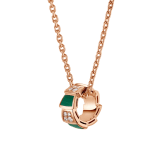 Serpenti Viper Halskette aus 18 Karat Roségold mit Malachit-Elementen und Diamant-Pavé auf dem Anhänger 355958 image 1
