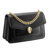 "Serpenti Forever" maxi chain crossbody bag in black nappa leather, with black nappa leather internal lining. New Serpenti head closure in gold-plated brass, finished with red enamel eyes. 290945 image 2
