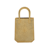 Serpentine mini tote bag in gold galuchat skin with 24 kt gold treatment, shiny gold Mirage nappa leather sides and black nappa leather lining. Captivating snake-shaped handles in gold-plated brass including 3 µ of 24 kt gold, embellished with engraved scales and red enamel eyes. Exclusive Bulgari 50th anniversary in the US Edition. 292705 image 3