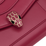 "Serpenti Forever" large wallet in emerald green calf leather and Violet Amethyst purple calf leather. Iconic snakehead stud closure in light gold-plated brass enamelled in black and white agate, and green malachite eyes. SEA-FLAPPOCHETTE image 4