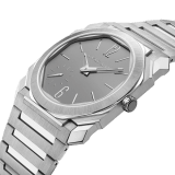 Octo Finissimo Automatic watch with satin-polished titanium case and bracelet, extra-thin mechanical manufacture movement, automatic winding, small seconds and opaline titanium dial. Water-resistant up to 30 metres. 104351 image 2