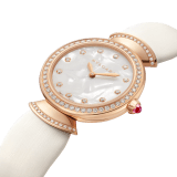 DIVAS' DREAM watch with 18 kt rose gold case set with brilliant-cut diamonds, natural acetate dial, diamond indexes and white satin bracelet 102433 image 2