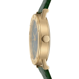 Bvlgari Bvlgari 50th Anniversary Limited Edition watch with mechanical automatic in-house movement, 18 kt yellow gold case and bezel engraved with BVLGARI ROMA logo, Verde Alpi green marble dial and dark green alligator bracelet. Water-resistant up to 50 metres 104112 image 3
