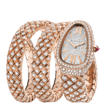 Serpenti Spiga High Jewellery watch featuring a 18 kt rose gold case, a pavé-set diamond dial, and a double spiral bracelet both set with diamonds. Water-resistant up to 30 metres 103616 image 3