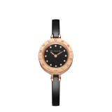 B.zero1 watch with 18 kt rose gold and black ceramic case, black lacquered dial set with diamond indexes, black ceramic bangle and 18 kt rose gold clasp. B01watch-black-black-dial2 image 1
