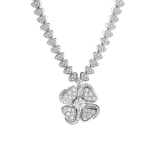 Fiorever 18 kt white gold necklace set with a central diamond (0.70 ct) and pavé diamonds 357377 image 1