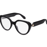 Serpenti Forever cat-eye acetate glasses with enameled snakehead decor on the temples and blue light filter lenses 904303 image 1