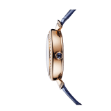 DIVAS' DREAM watch with mechanical manufacture movement, automatic winding, jumping hours and retrograde minutes (180°). 18 kt rose gold case, 18 kt rose gold bezel and fan-shaped links both set with brilliant-cut diamonds, aventurine dial with miniature painted peacock, stars and indexes in brilliant-cut diamonds, blue alligator strap 103114 image 3