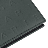 Bvlgari Logo bifold wallet in ivory opal calf leather with hot stamped Infinitum Bvlgari logo pattern and plain black nappa leather lining. Palladium-plated brass hardware. BVL-BIFOLDWALLET image 4
