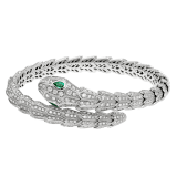 Serpenti 18 kt white gold bracelet set with pavé diamonds (4.19 ct) and two emerald eyes (0.26 ct) BR858734 image 2