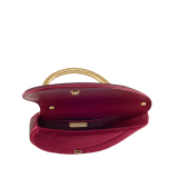 Serpenti Cuore 1968 top handle bag with gold Neige Pavé Crystals applied on a suede base and bright travertino nappa internal lining. Captivating snake body-shaped top handle in gold-plated brass embellished with engraved scales and zirconia eyes; press-button closure. SRN-001-1367S-CRYS image 3