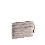 Serpenti Forever credit card holder in charcoal diamond metallic karung skin and calf leather. Snakehead charm with black and glitter charcoal diamond enamel, and black enamel eyes. SEA-CC-HOLDER-MK image 2