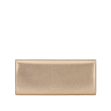 Bvlgari Tubogas Cabochon evening clutch in gold striated calf leather with crystal rose nappa leather lining. Iconic Tubogas handle in gold-plated brass embellished with coloured cabochon hard stones, zirconia and magnetic closure. 295471 image 2
