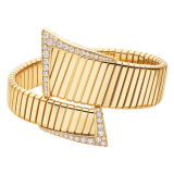 Bvlgari Tubogas asymmetric 18 kt yellow gold bracelet set with demi pavé diamonds BR860836 image 2