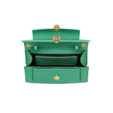 Alexander Wang x Bulgari small belt bag in spring peridot green calf leather with black nappa leather lining. Captivating double Serpenti head closure in antique gold-plated brass embellished with red enamel eyes. 291888 image 4