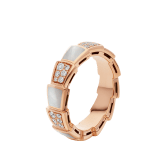 Serpenti Viper band ring in 18 kt rose gold, set with mother of pearl elements and pavé diamonds. AN858043 image 1