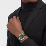 Bvlgari Bvlgari 50 週年限量版腕錶,搭載寶格麗自製機械機芯,18K 黃金錶殼和錶圈,錶圈鐫刻 BVLGARI ROMA 標誌,Verde Alpi 綠色大理石錶盤,深綠色鱷魚皮錶帶。防水深度 50 公尺。 104112 image 1