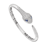 Serpenti bangle bracelet in 18 kt white gold, set with blue sapphire eyes and pavé diamonds. BR858110 image 1