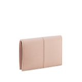 Divas' Dream folded card holder in star rose pink goat leather with crystal rose nappa leather interior. Refined signature press button closure in gold-plated brass. DIVA-CC-HOLDFOLD image 3