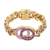 BULGARI BULGARI Maxi Chain bracelet in gold-plated brass with vivid dark amethyst purple enamel inserts. Iconic embellishment coated in vivid dark amethyst purple and sheer amethyst lilac enamel, and clasp closure. 292820 image 1