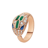 Serpenti 18 kt rose gold ring set with blue sapphire eyes (0.21 ct), malachite elements and pavé diamonds (0.37 ct) AN858587 image 1