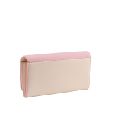 BULGARI BULGARI large wallet in primrose quartz pink and ivory opal Urban grain calf leather with primrose quartz pink edges and sorbet citrine yellow nappa leather interior. Iconic light gold-plated brass clip enamelled in primrose quartz pink with flap closure. 579-WLT-SLI-POC-UCL image 3