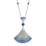 DIVAS' DREAM 18 kt white gold pendant necklace set with one central and other brilliant-cut sapphires (4.34 ct in total) as well as round (0.16 ct) and pavé (0.85 ct) diamonds. 358113 image 1