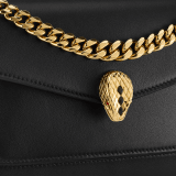 Serpenti East-West Maxi Chain medium shoulder bag in foggy opal gray Metropolitan calf leather with linen agate beige nappa leather lining. Captivating snakehead magnetic closure in gold-plated brass embellished with gray agate scales and red enamel eyes. SEA-1238-MCCL image 5
