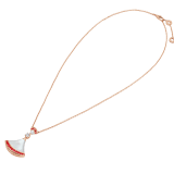 DIVAS' DREAM 18 kt rose gold necklace set with mother of pearl elements, a round brilliant-cut diamond and pavé rubies. 358122 image 2