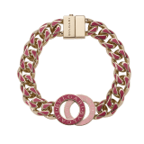BULGARI BULGARI Maxi Chain bracelet in light gold-plated brass with anemone spinel pinkish red and primrose quartz pink enamel inserts. Iconic décor enamelled in anemone spinel pinkish red and primrose quartz pink, and clasp closure. CHUNKYBBBRCLT-MC image 3