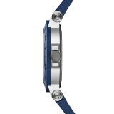 BVLGARI Aluminium GMT watch with mechanical movement, automatic winding, GMT 24h function, 40 mm aluminium case, blue rubber bezel with double logo engraving, blue dial, SLN indexes and hands, titanium caseback, aluminium links and blue rubber bracelet. Water-resistant up to 100 metres 103554 image 3