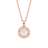 BVLGARI BVLGARI 18 kt rose gold circle pendant necklace with chain set with white mother-of-pearl insert, customizable with engraving on the back 358376 image 1