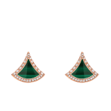 Divas' Dream stud earrings in 18 kt rose gold set with malachite inserts and pavé diamonds. 359018 image 1